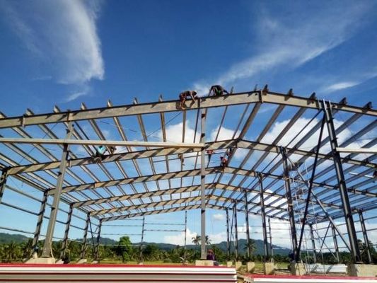 Pemasangan cepat gudang rentang besar bengkel struktur baja bangunan industri